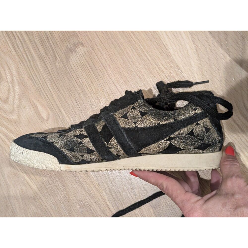 Gola Metallic Gold & Black Brocade Retro Low Top Sneakers